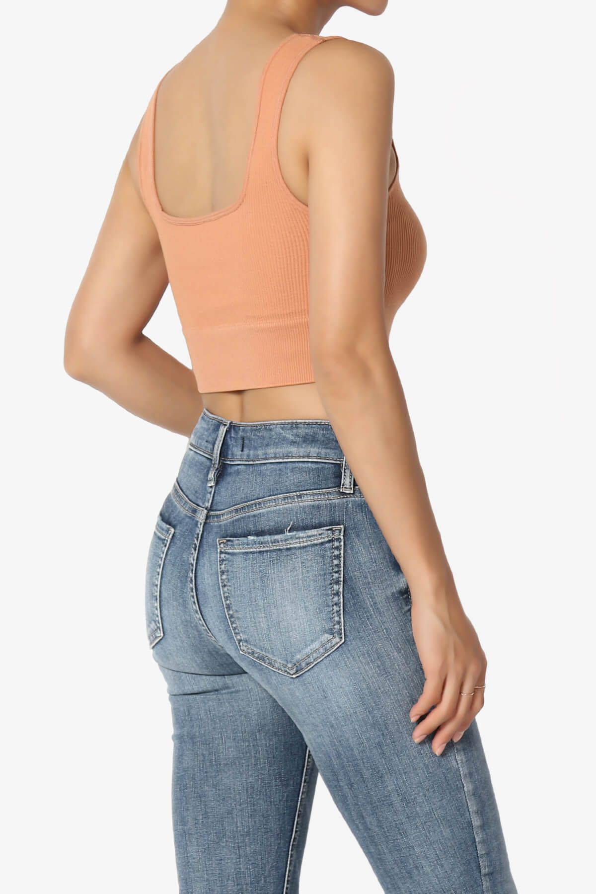 Load image into Gallery viewer, Hilde Ripped Seamless Square Neck Crop Tank Top BUTTER ORANGE_4
