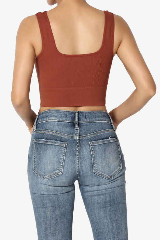 Hilde Ripped Seamless Square Neck Crop Tank Top DARK RUST_2