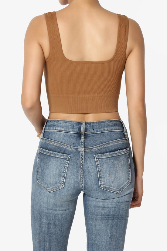 Hilde Ripped Seamless Square Neck Crop Tank Top DEEP CAMEL_2