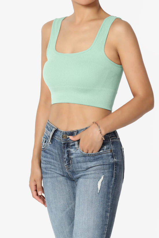 Hilde Ripped Seamless Square Neck Crop Tank Top DUSTY GREEN_3