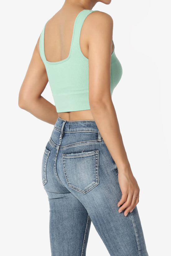 Hilde Ripped Seamless Square Neck Crop Tank Top DUSTY GREEN_4