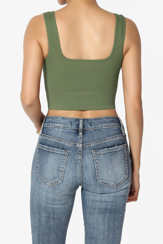 Hilde Ripped Seamless Square Neck Crop Tank Top DUSTY OLIVE_2