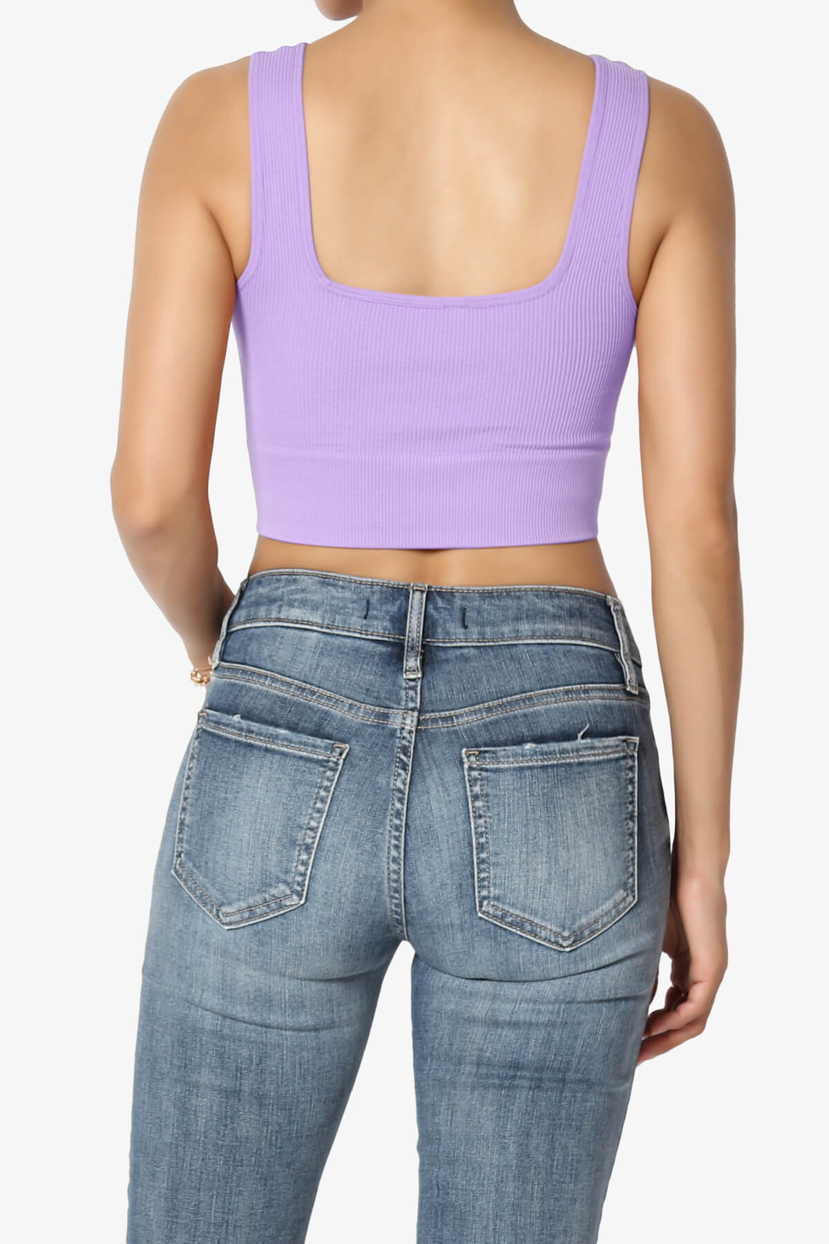 Load image into Gallery viewer, Hilde Ripped Seamless Square Neck Crop Tank Top LAVENDER_2
