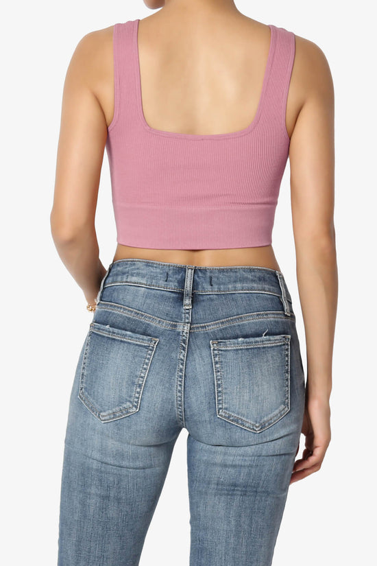 Hilde Ripped Seamless Square Neck Crop Tank Top LIGHT ROSE_2
