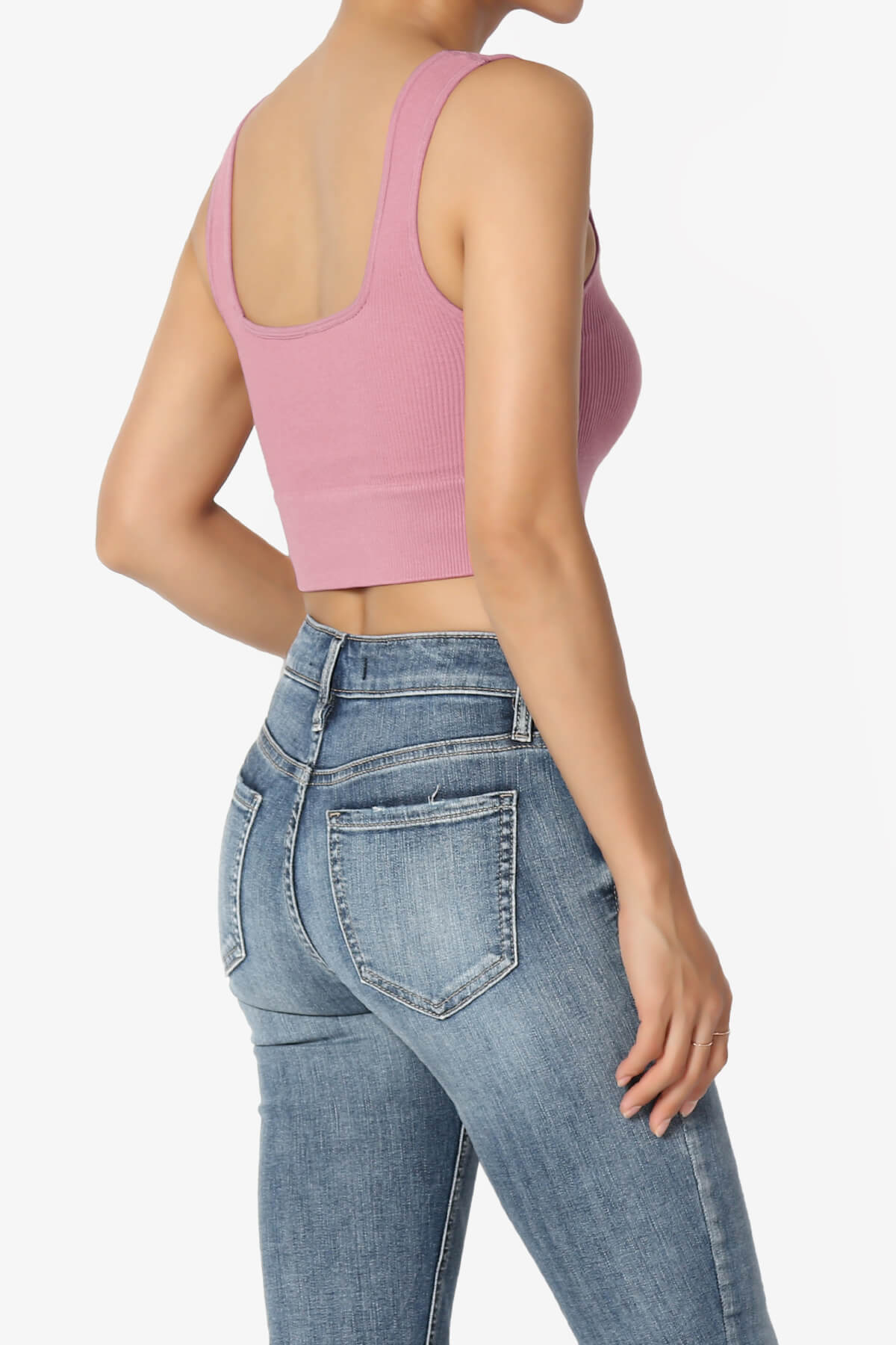 Hilde Ripped Seamless Square Neck Crop Tank Top LIGHT ROSE_4