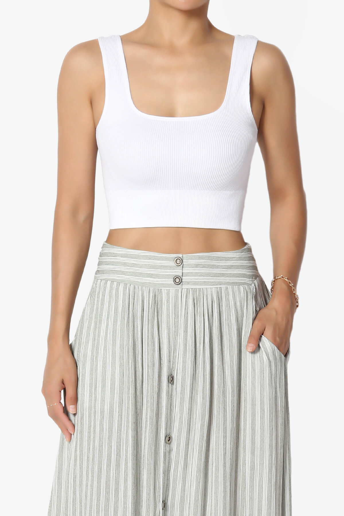 Hilde Ripped Seamless Square Neck Crop Tank Top WHITE_1