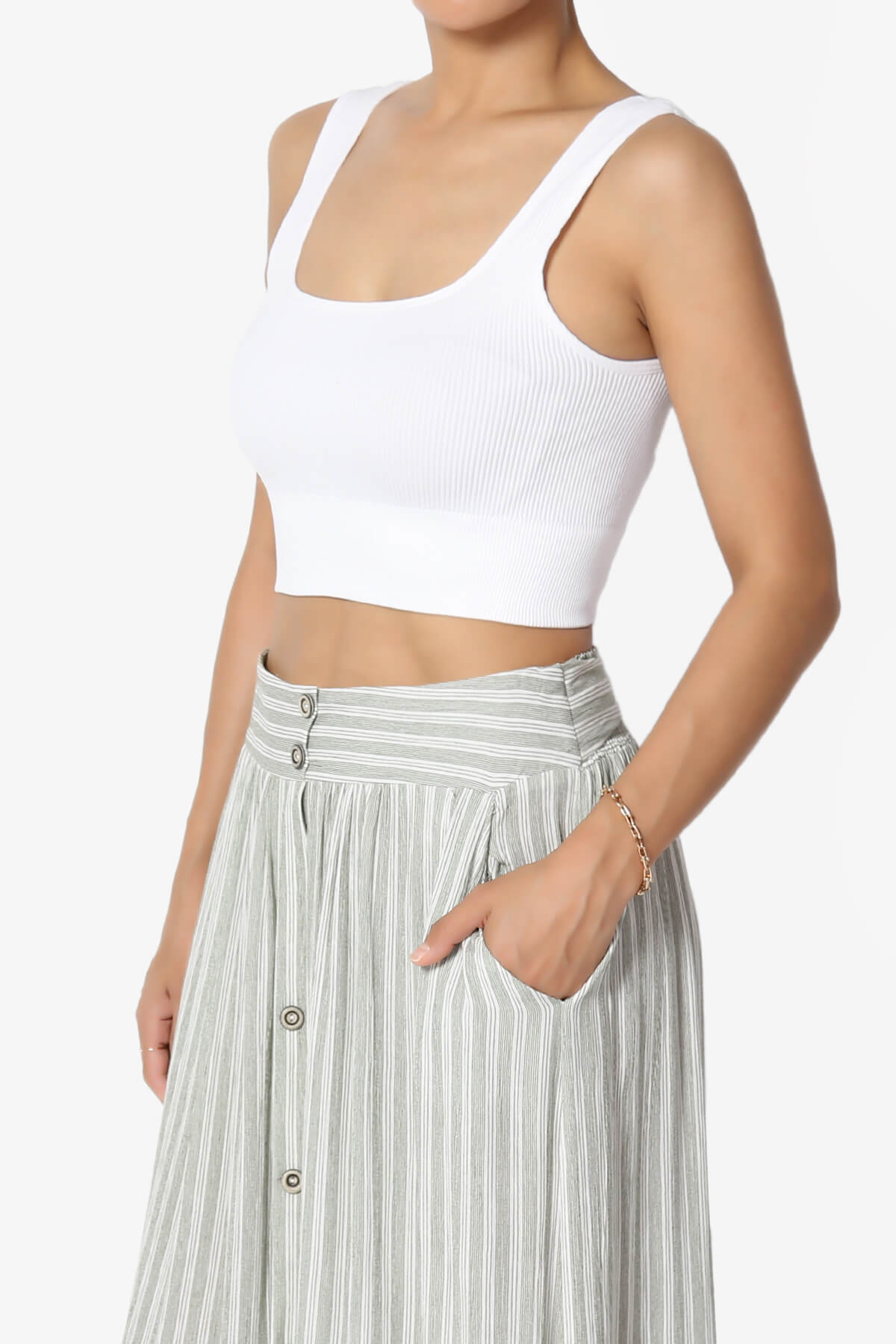 Hilde Ripped Seamless Square Neck Crop Tank Top WHITE_3