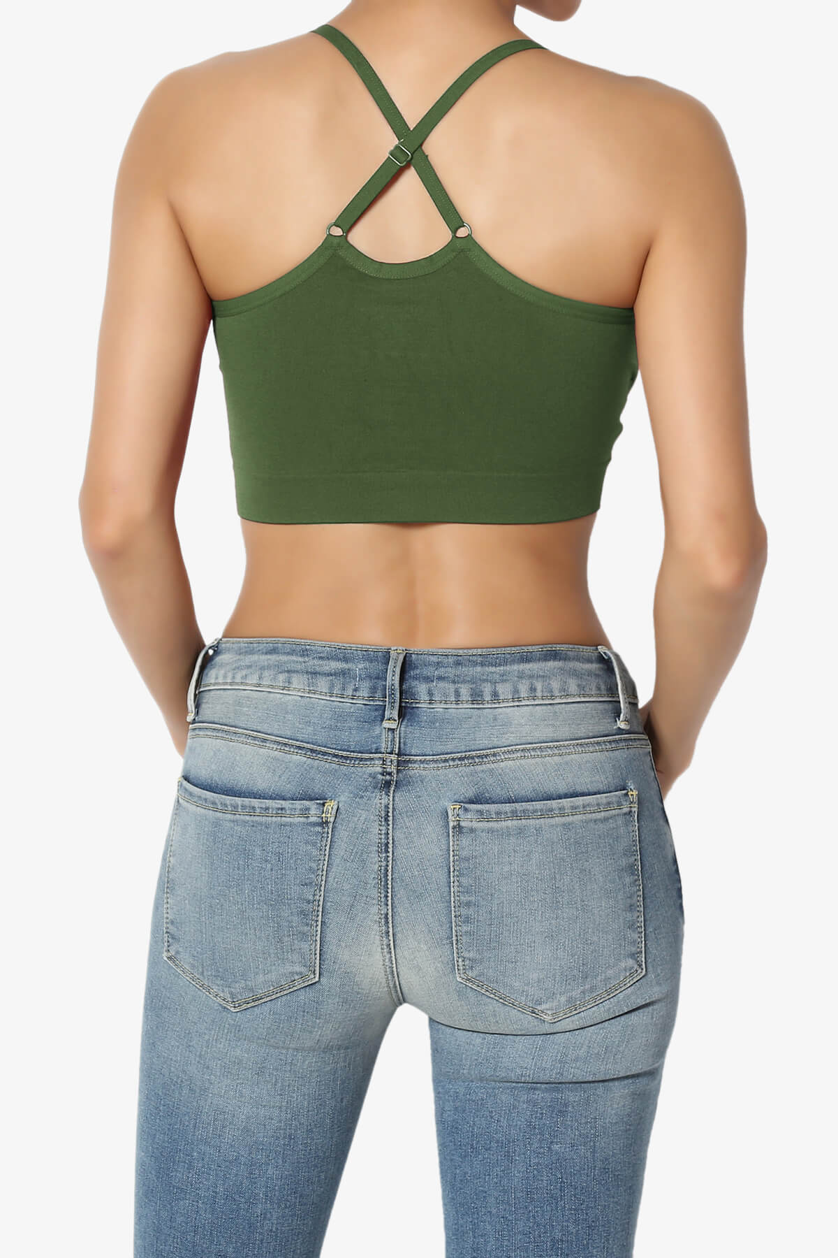 Load image into Gallery viewer, Dassie Padded Cross Back Bra Top ARMY GREEN_2
