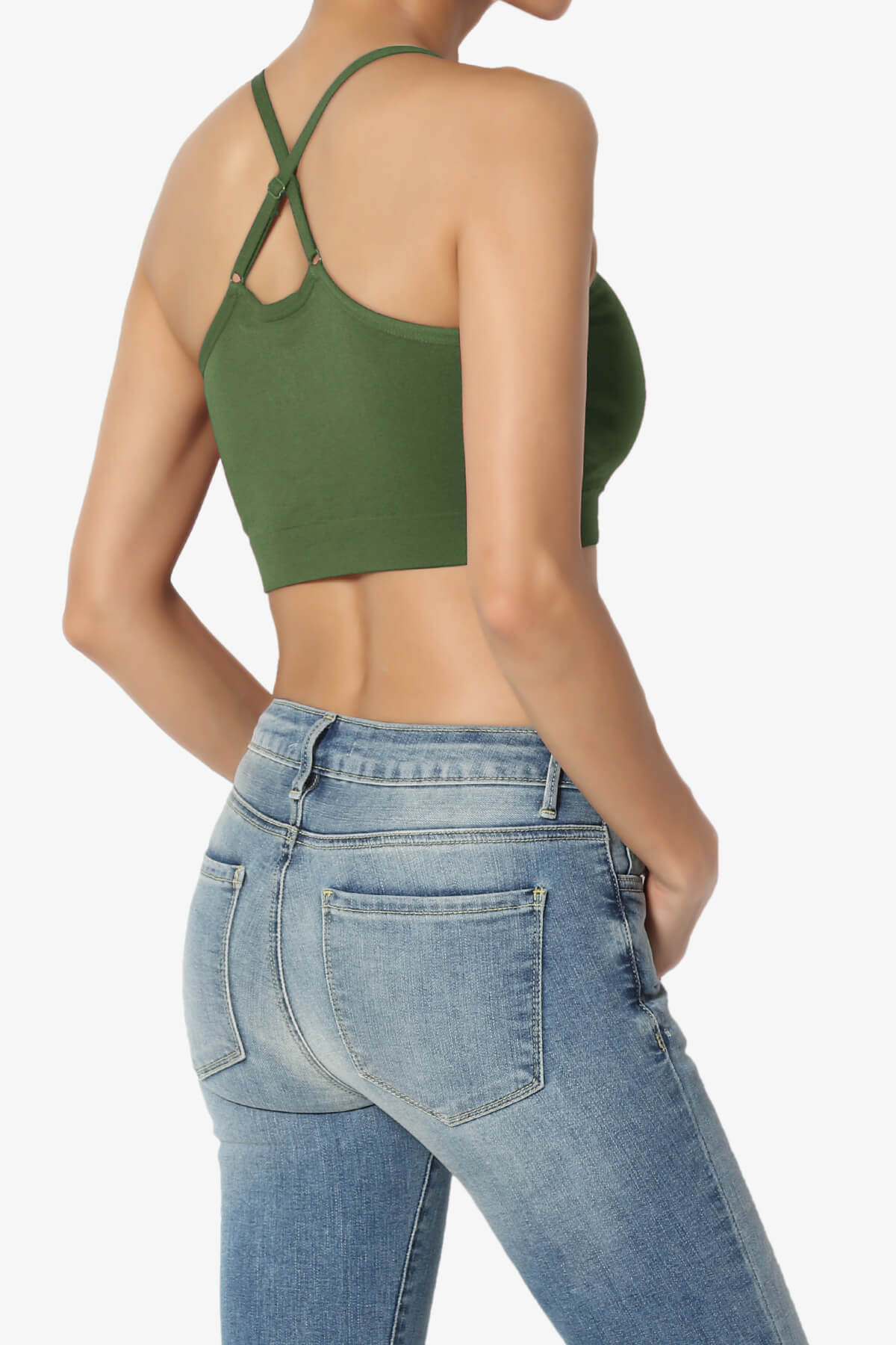 Load image into Gallery viewer, Dassie Padded Cross Back Bra Top ARMY GREEN_4
