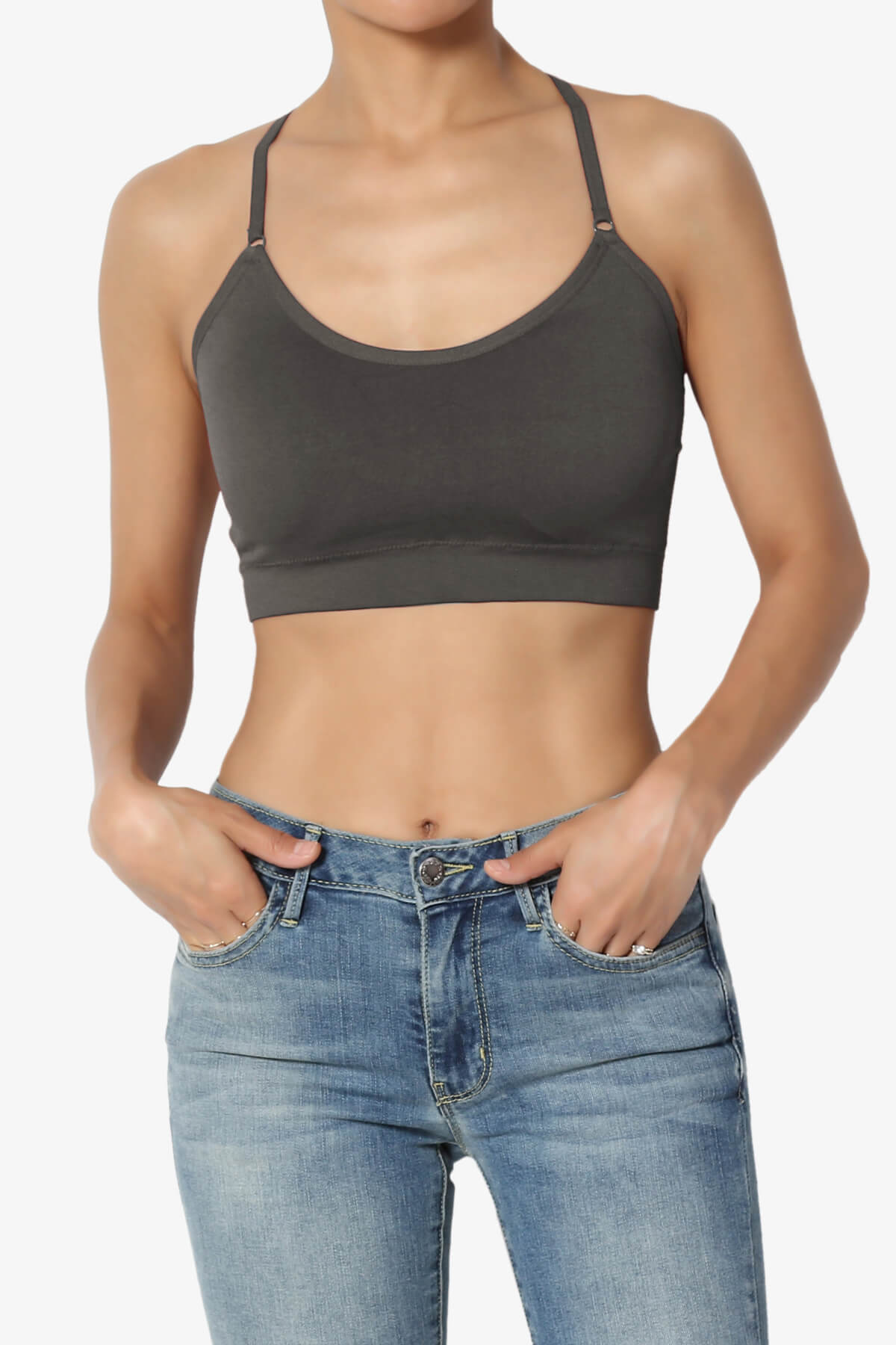 Load image into Gallery viewer, Dassie Padded Cross Back Bra Top ASH GREY_1
