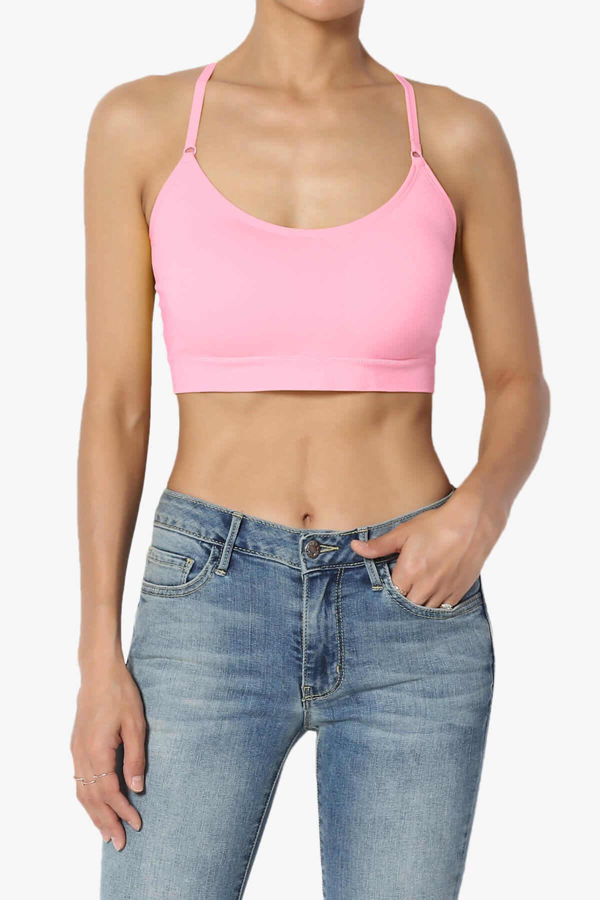 Load image into Gallery viewer, Dassie Padded Cross Back Bra Top BRIGHT PINK_1
