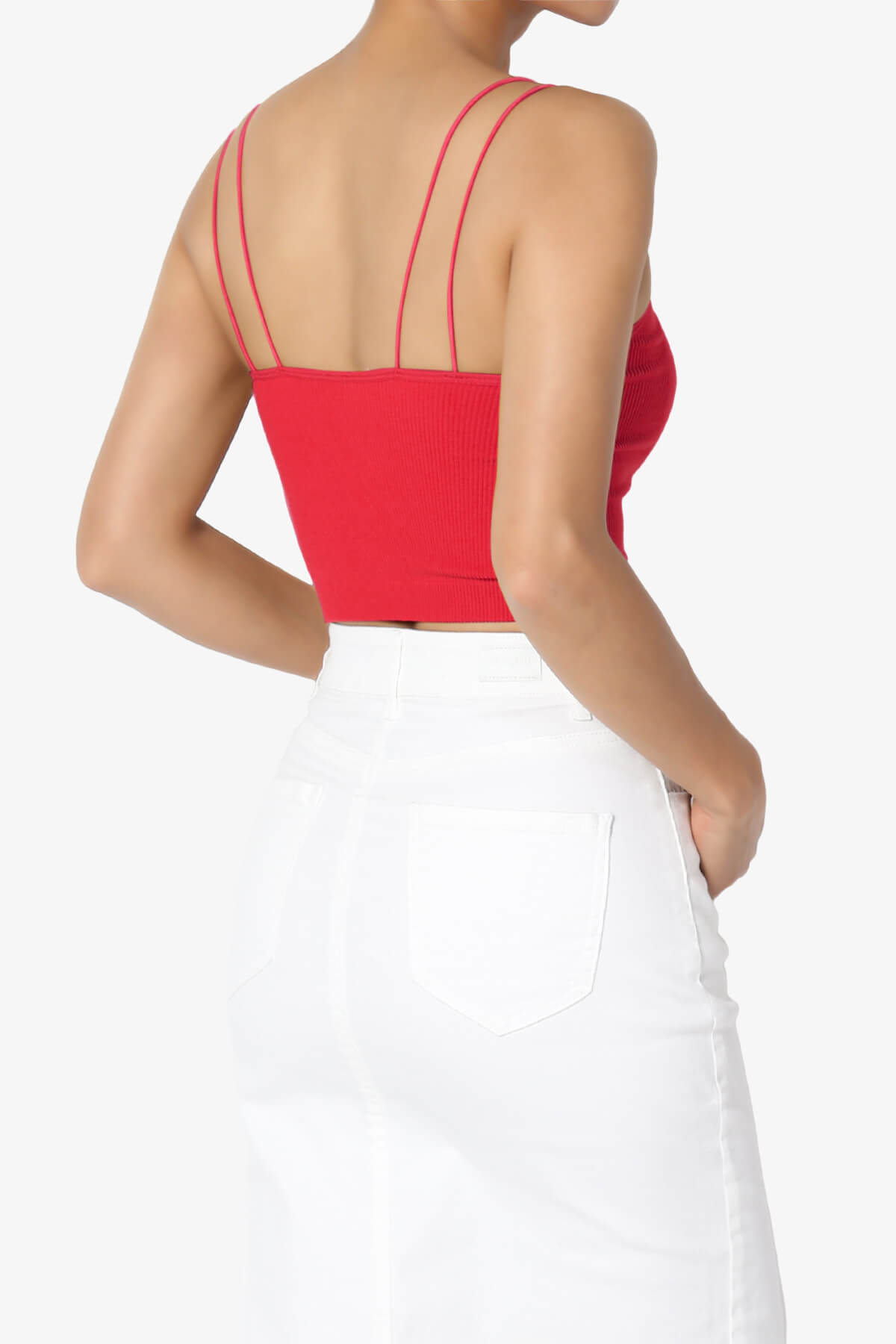 Load image into Gallery viewer, Daliyah Spaghetti Straps Seamless Crop Cami RED_4
