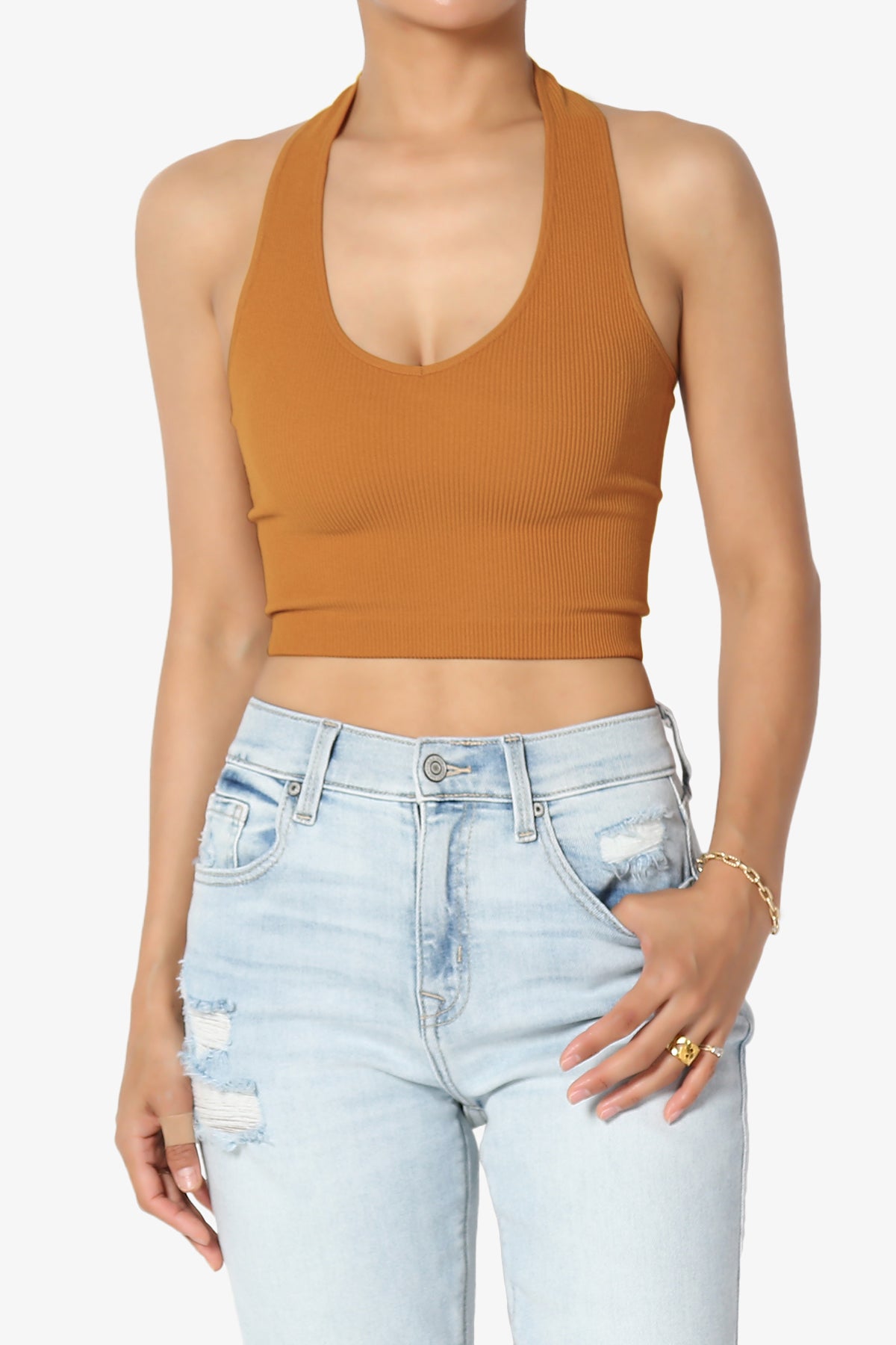 Ribbed Seamless Double Strap Cami Tank Crop Top Body Hugging