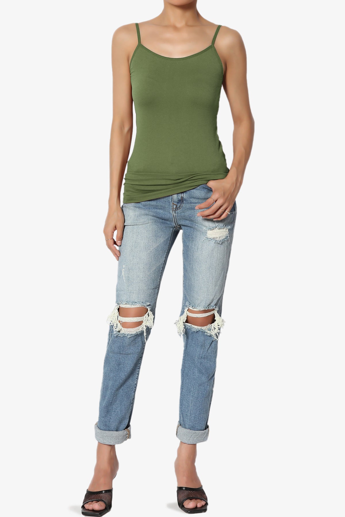 Load image into Gallery viewer, Himari Seamless Camisole Top ASH OLIVE_6
