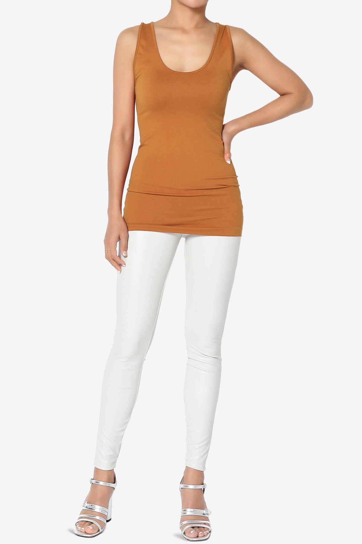 Nisha Scoop Neck Seamless Tank Top ALMOND_6