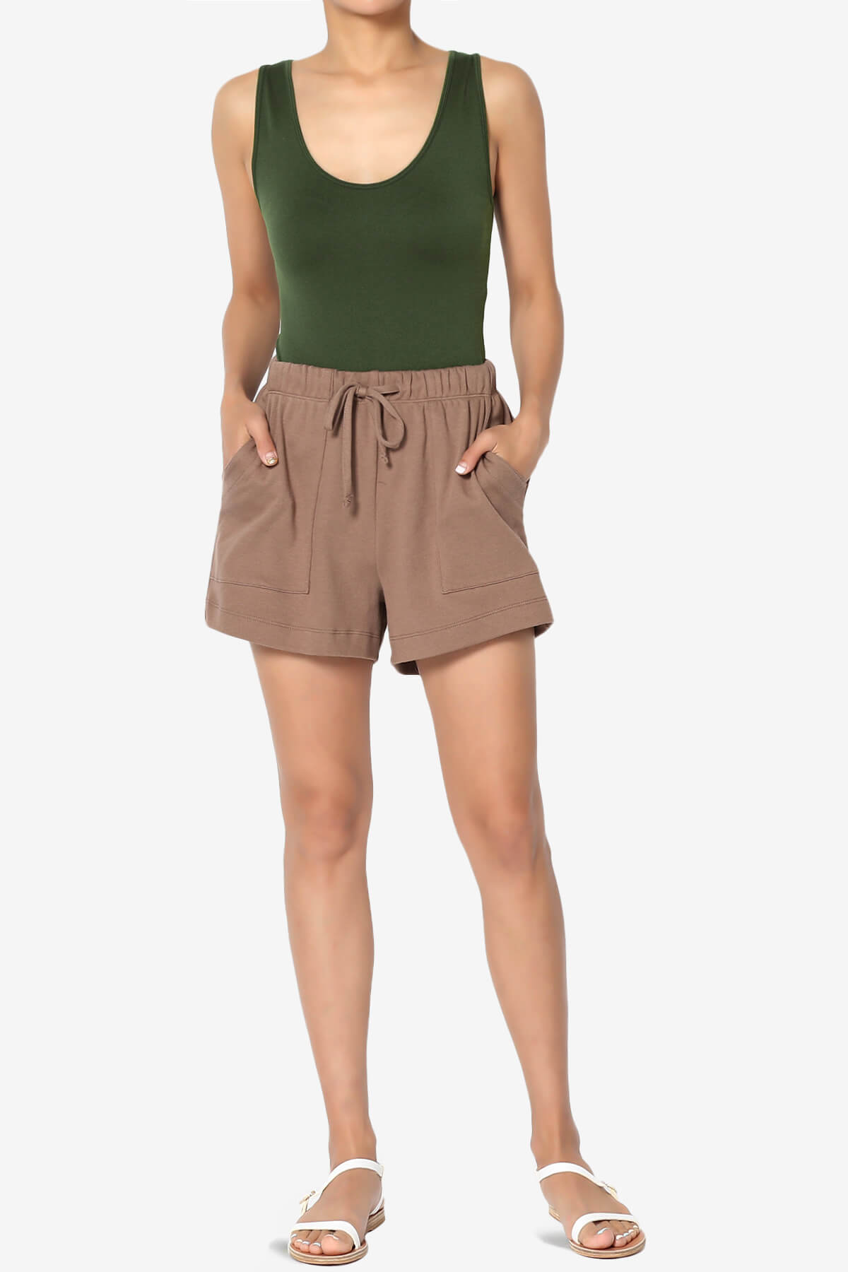 Load image into Gallery viewer, Nisha Scoop Neck Seamless Tank Top ARMY GREEN_6
