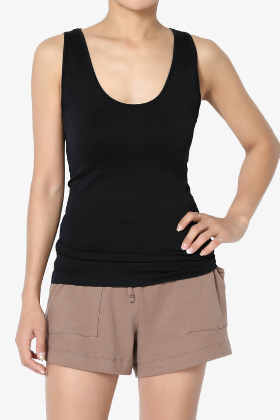 Nisha Scoop Neck Seamless Tank Top BLACK_1