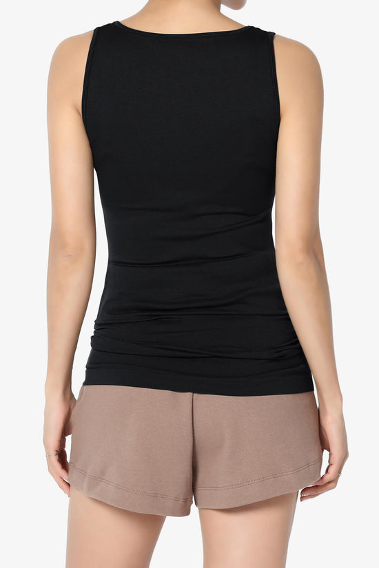 Load image into Gallery viewer, Nisha Scoop Neck Seamless Tank Top BLACK_2
