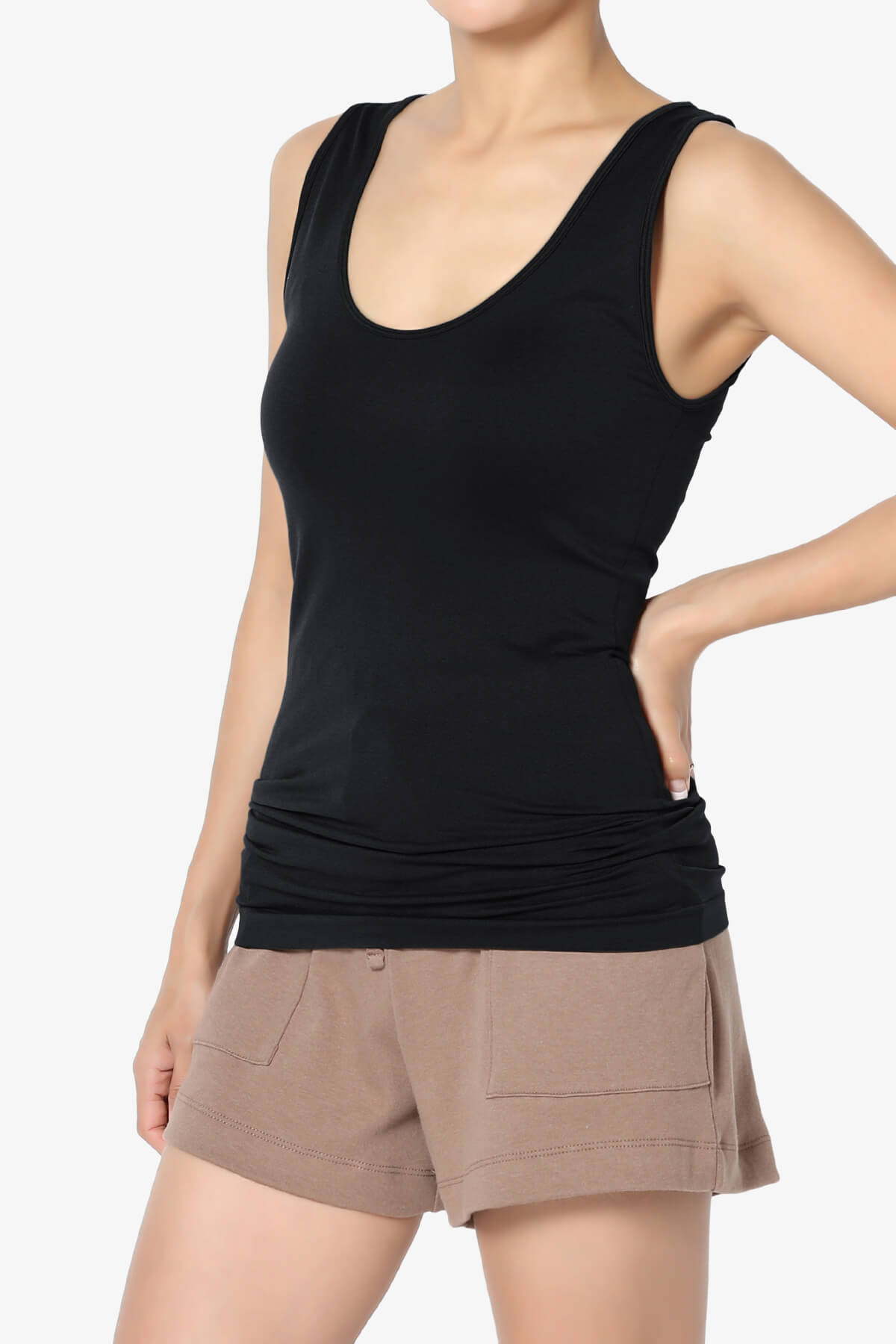 Load image into Gallery viewer, Nisha Scoop Neck Seamless Tank Top BLACK_3
