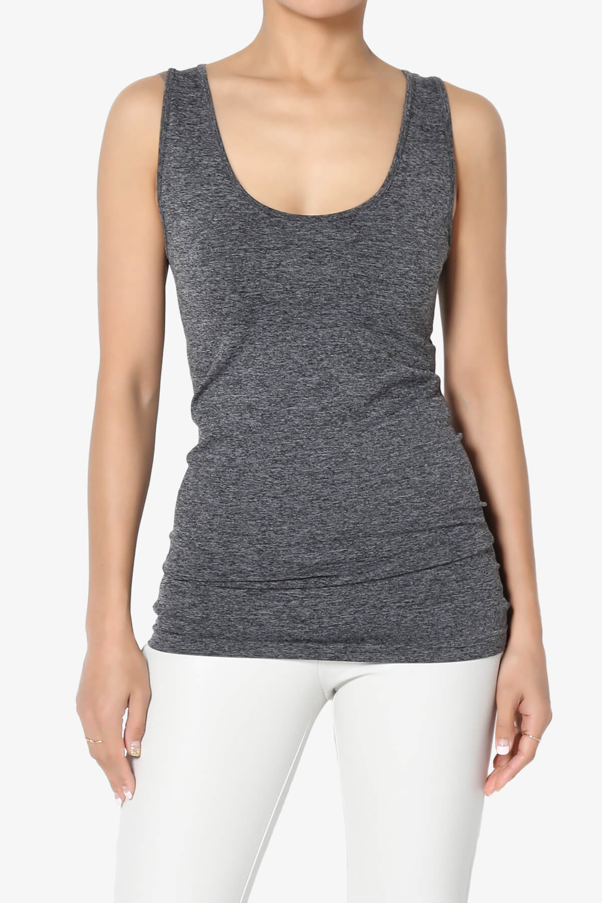 Load image into Gallery viewer, Nisha Scoop Neck Seamless Tank Top CHARCOAL_1
