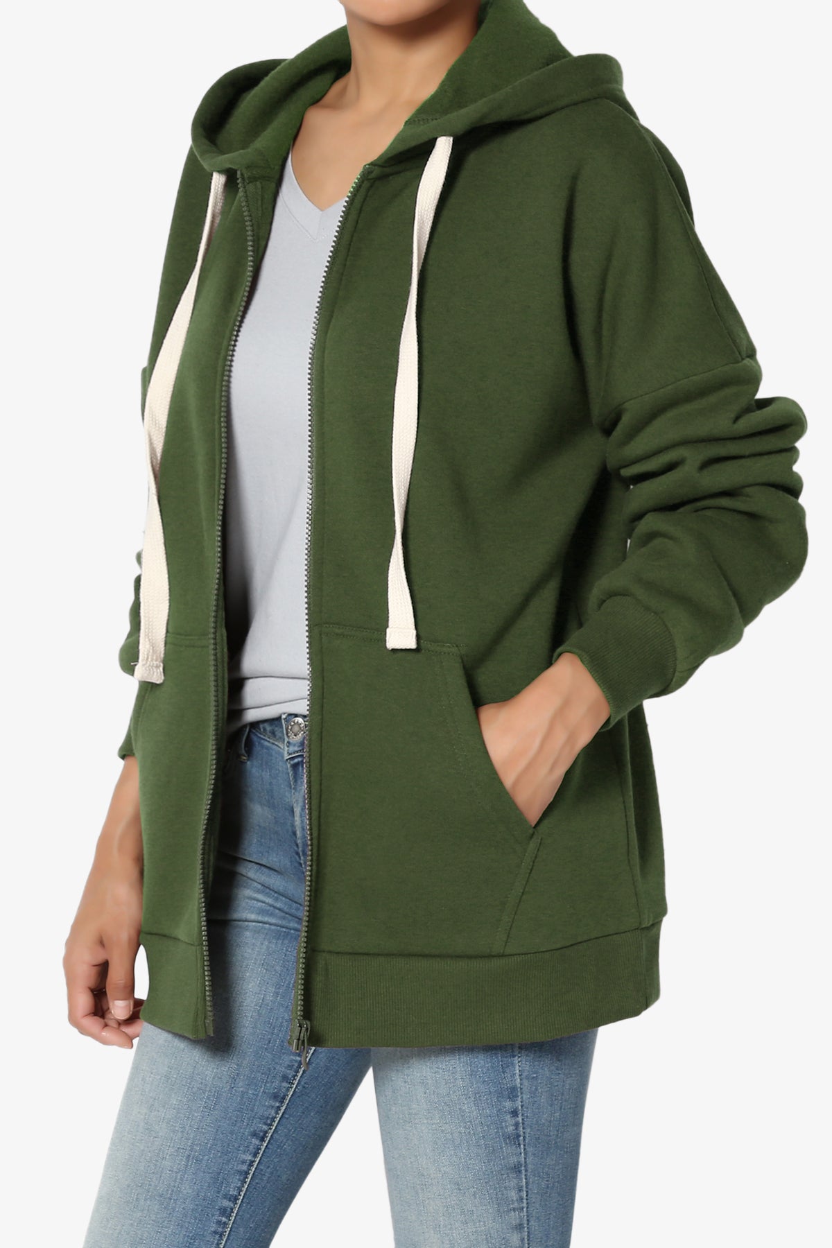 Load image into Gallery viewer, Accie Fleece Zip Hooded Jacket ARMY GREEN_3
