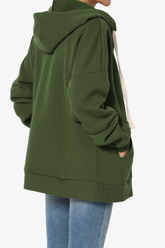 Load image into Gallery viewer, Accie Fleece Zip Hooded Jacket ARMY GREEN_4
