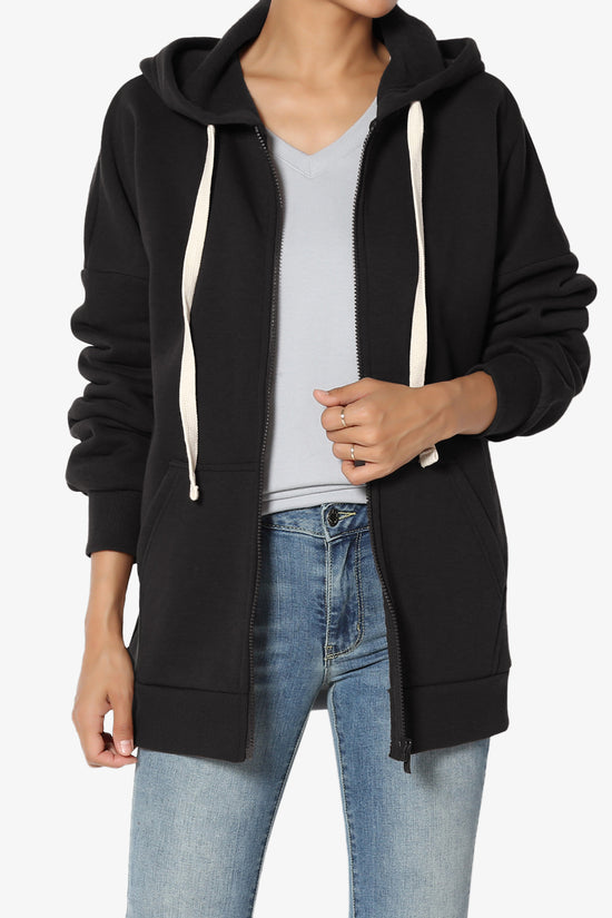 Accie Fleece Zip Hooded Jacket BLACK_1