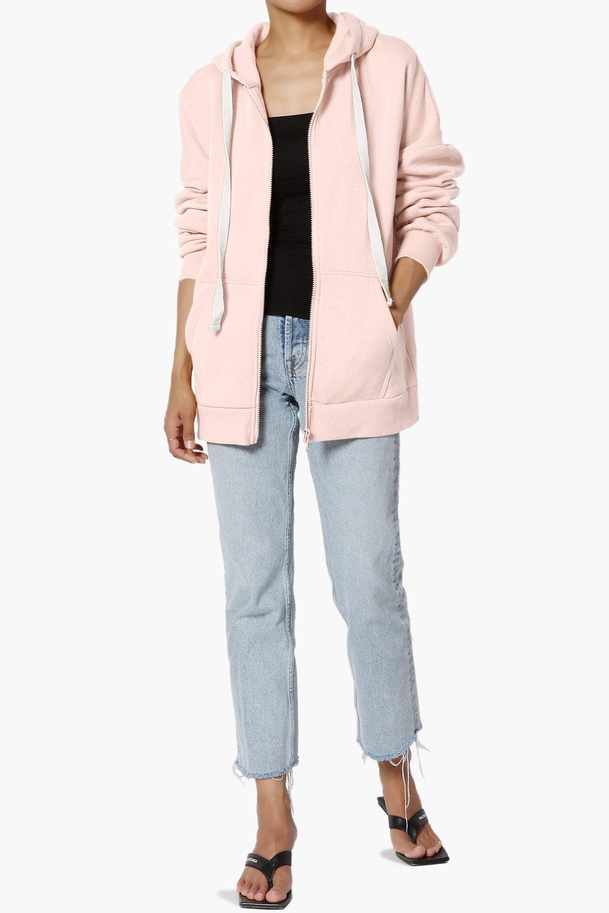 Accie Fleece Zip Hooded Jacket CREAM PINK_6