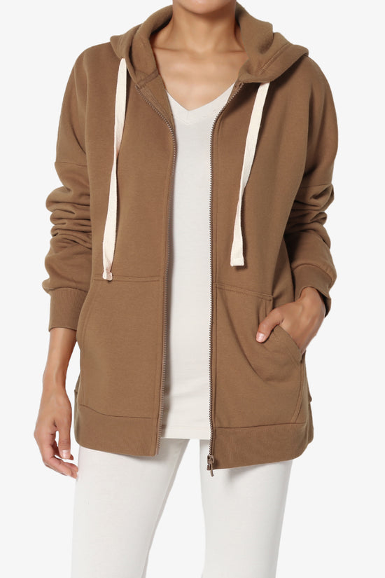 Accie Fleece Zip Hooded Jacket DARK CAMEL_1