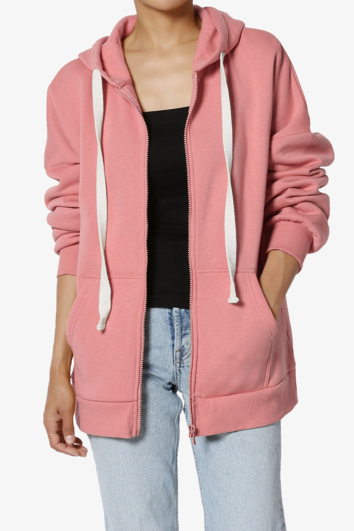 Accie Fleece Zip Hooded Jacket DUSTY ROSE_1