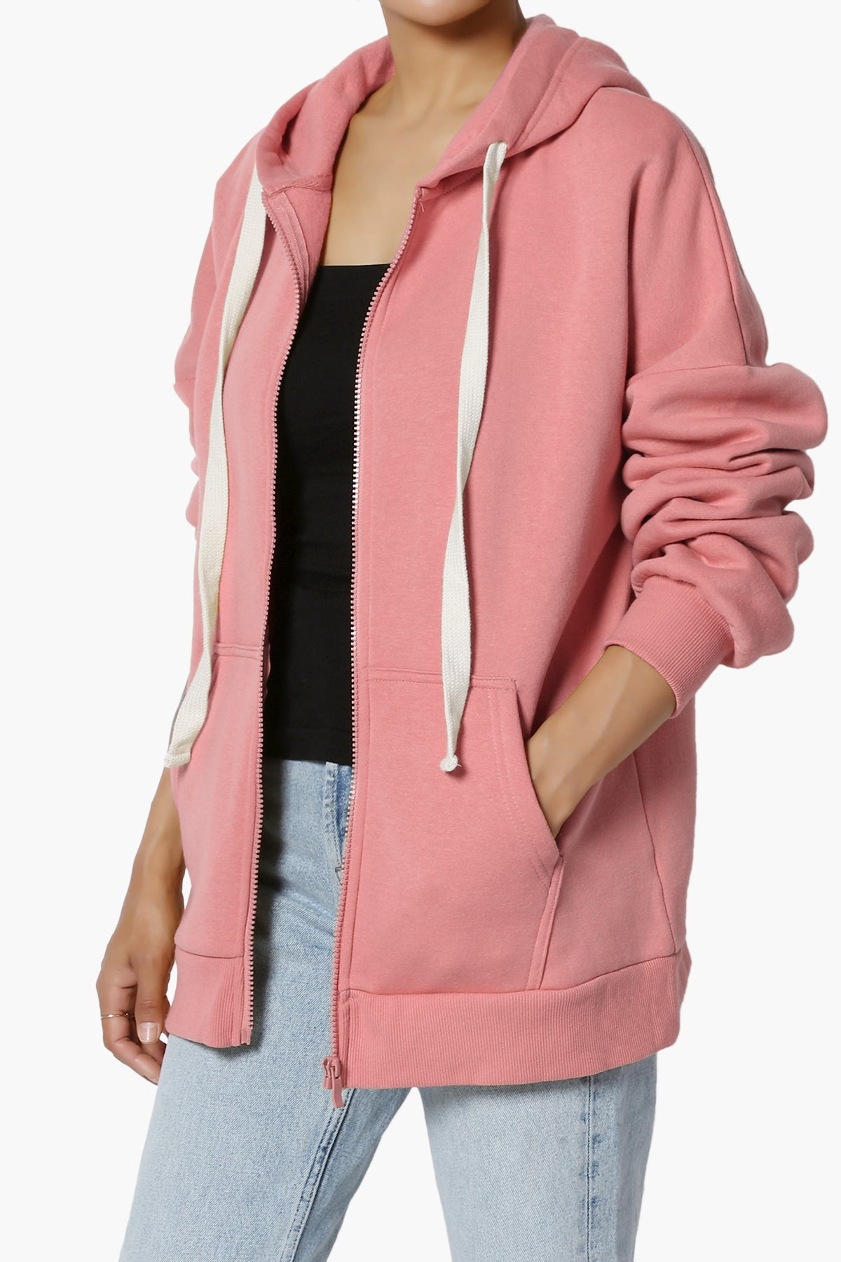 Accie Fleece Zip Hooded Jacket DUSTY ROSE_3