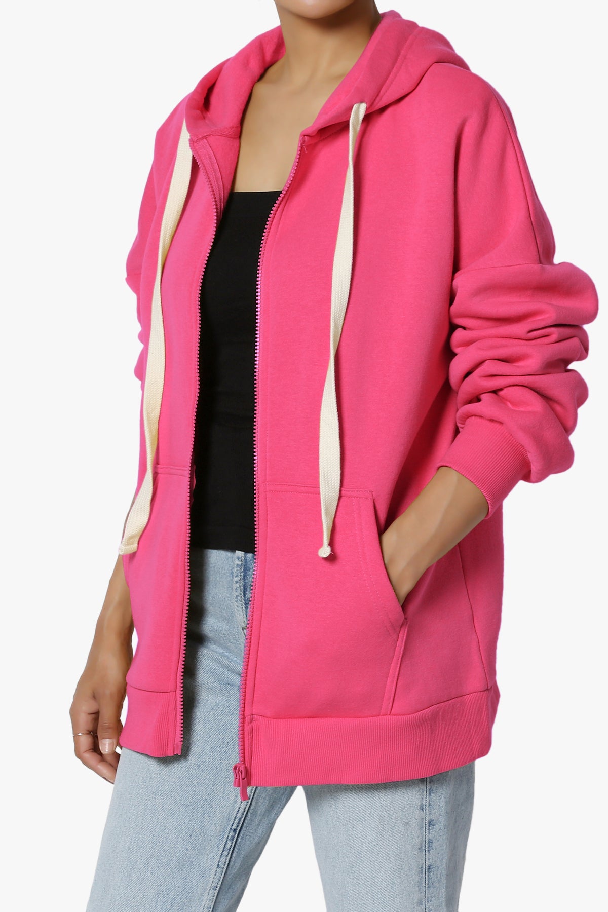 Accie Fleece Zip Hooded Jacket HOT PINK_3