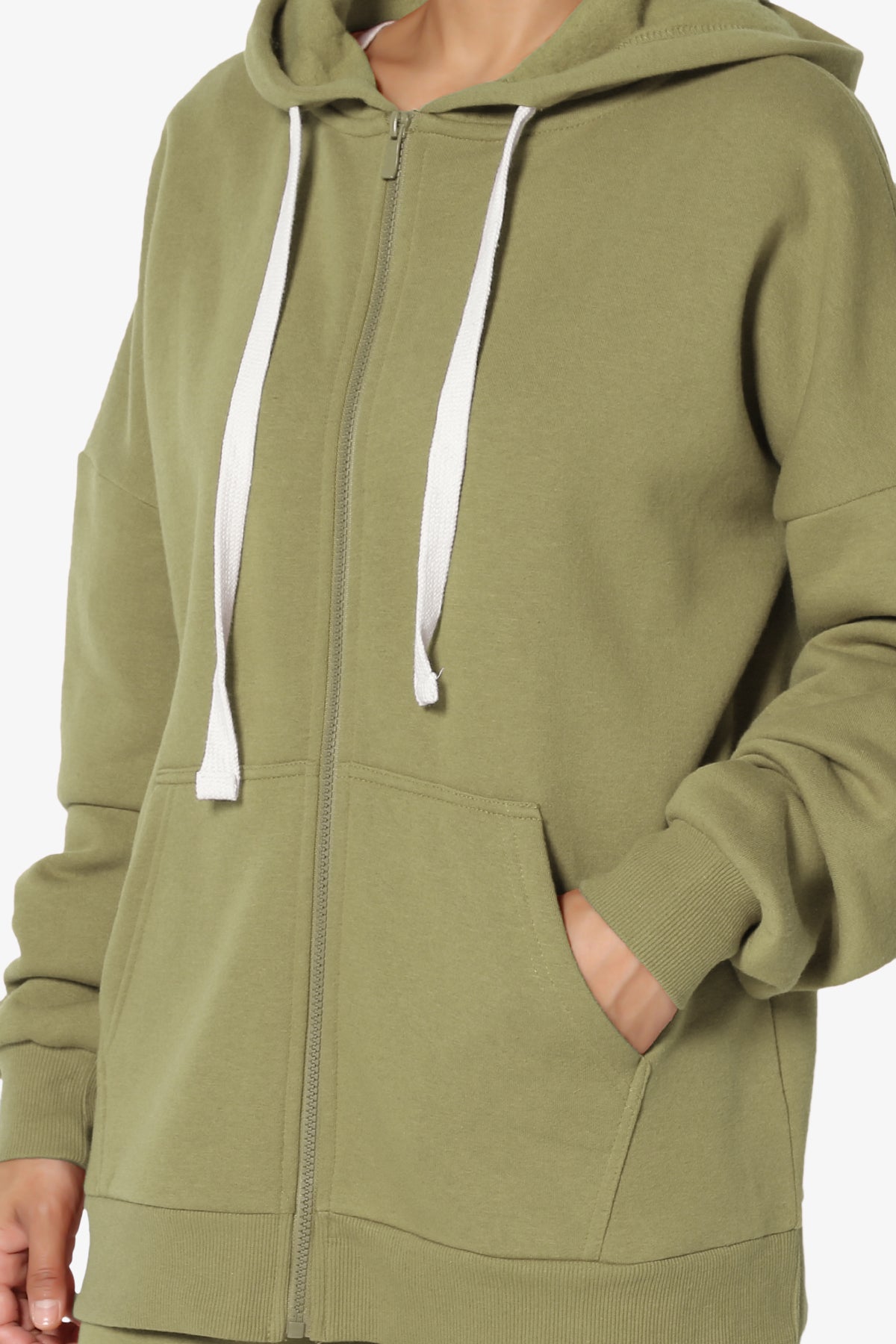 Accie Fleece Zip Hooded Jacket KHAKI GREEN_5