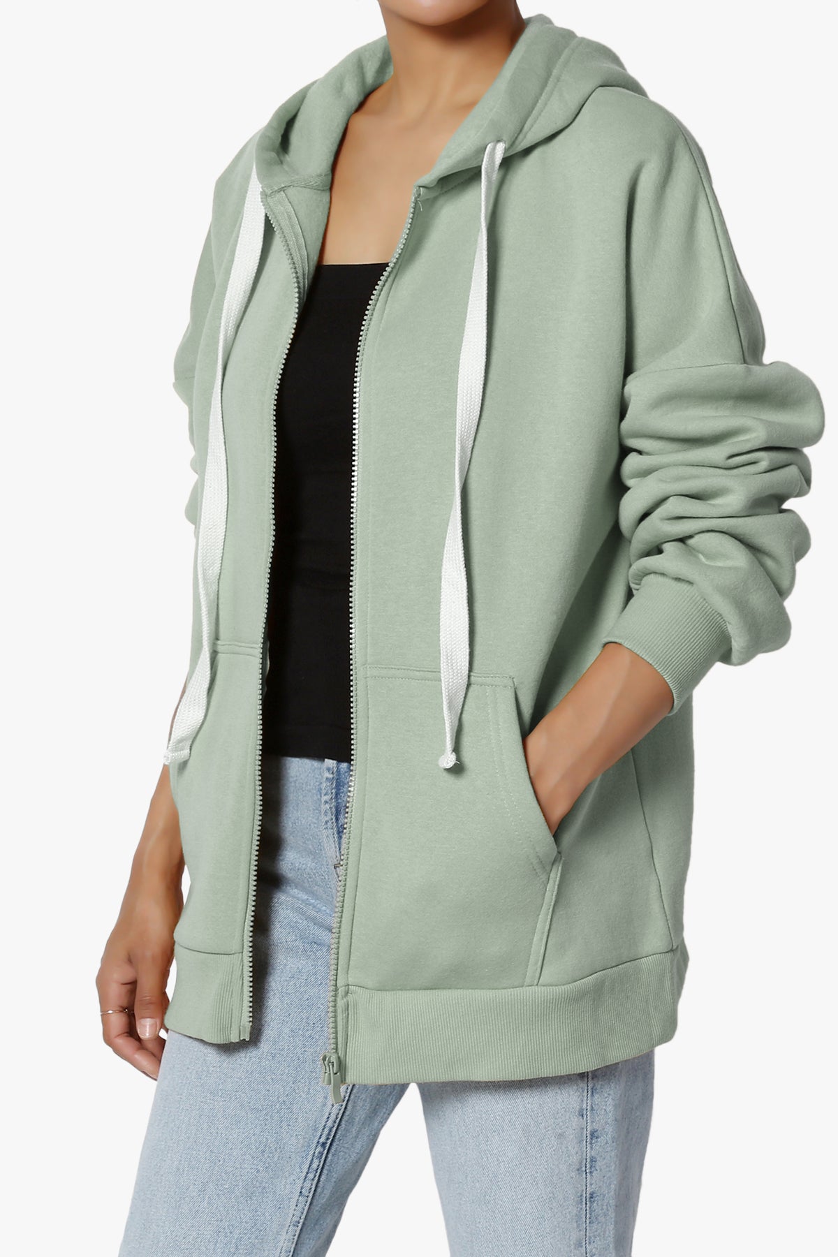 Accie Fleece Zip Hooded Jacket LIGHT GREEN_3