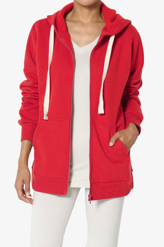 Accie Fleece Zip Hooded Jacket RED_1