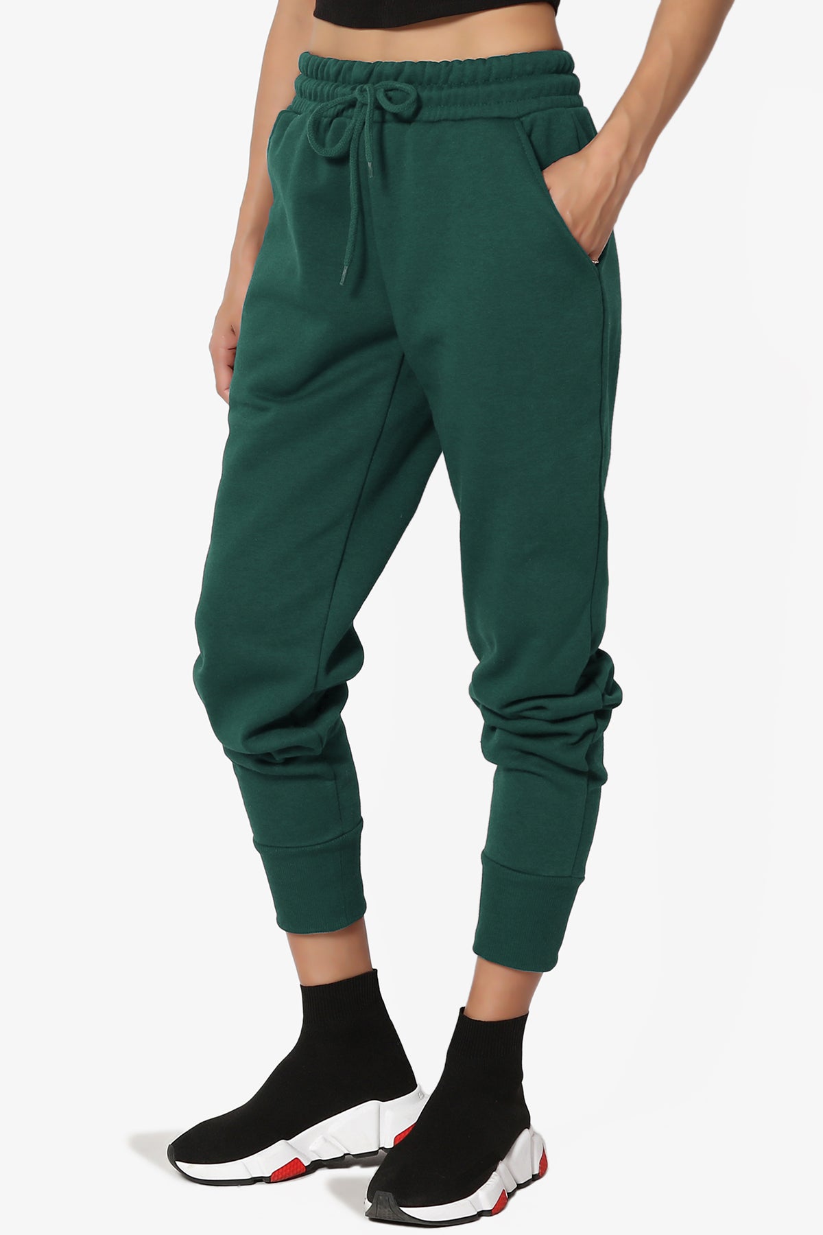 Sksloeg Women's Joggers Pants Cotton Joggers Pants with Pockets, Tie Side  Bottom Soft capris Sweatpants Running/sport Tall Jogging Track Pant,Green S  