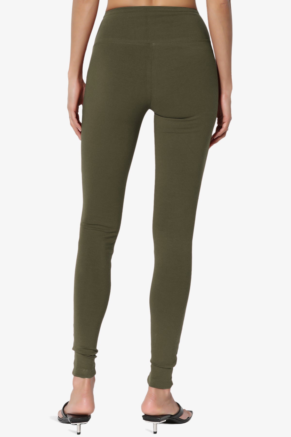 Olive Green Cotton Ankle Leggings