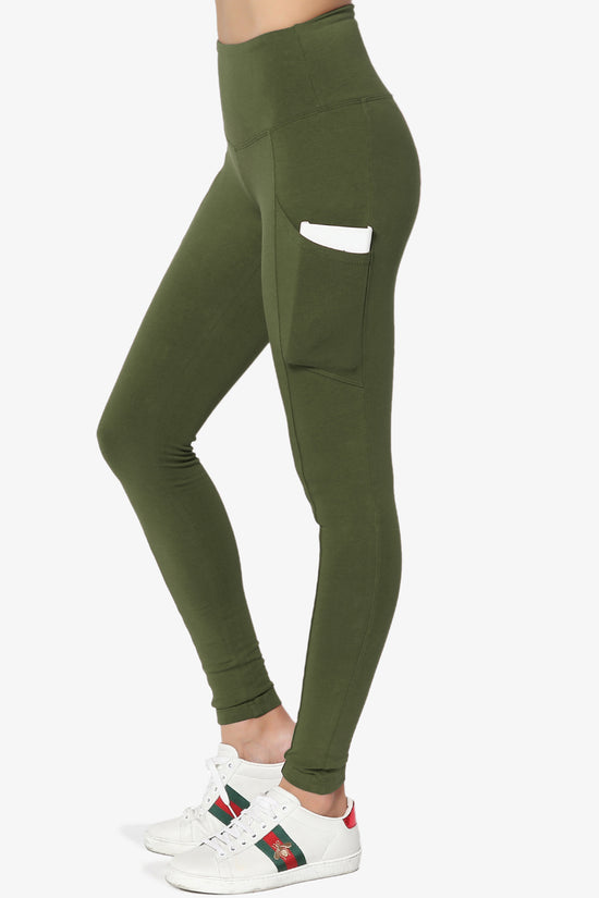 Ansley Luxe Cotton Leggings with Pockets ARMY GREEN_1