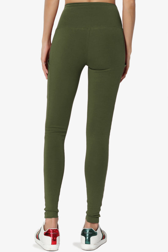 Ansley Luxe Cotton Leggings with Pockets ARMY GREEN_2