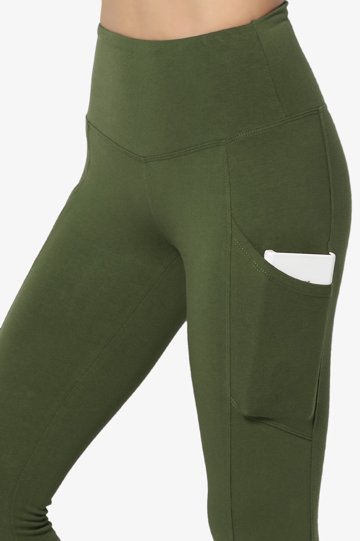 Ansley Luxe Cotton Leggings with Pockets ARMY GREEN_5