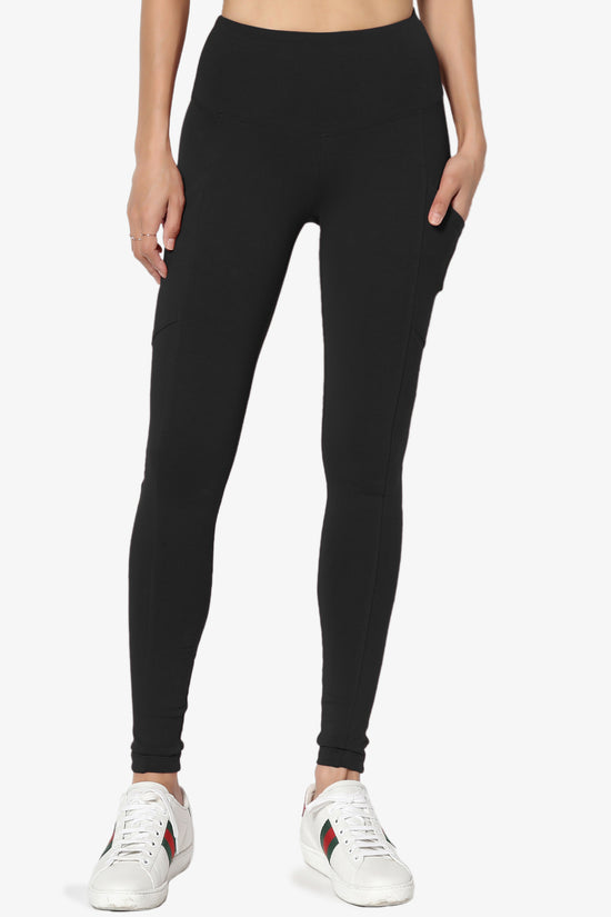 Load image into Gallery viewer, Ansley Luxe Cotton Leggings with Pockets BLACK_3
