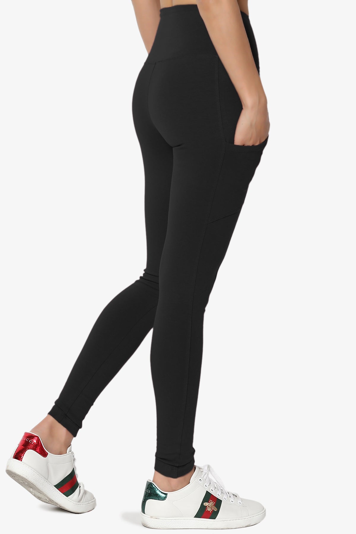 Load image into Gallery viewer, Ansley Luxe Cotton Leggings with Pockets BLACK_4
