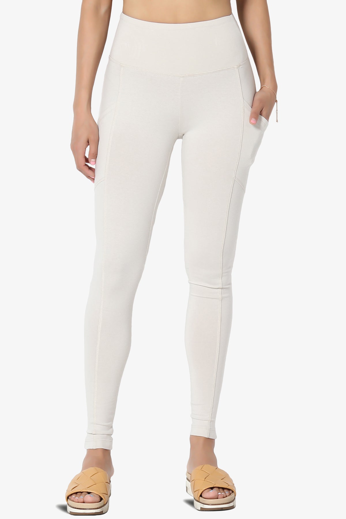 Ansley Luxe Cotton Leggings with Pockets BONE_3