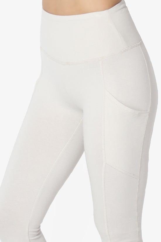 TheMogan Women's S~3X High Waist Luxe Cotton Leggings w Pockets Tummy  Control Yoga Pants