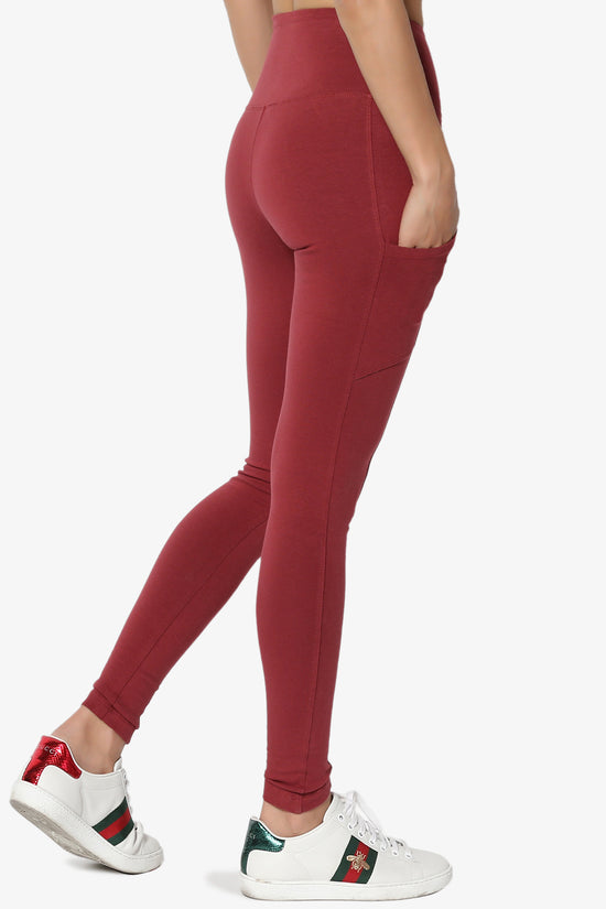 Ansley Luxe Cotton Leggings with Pockets BRICK_4