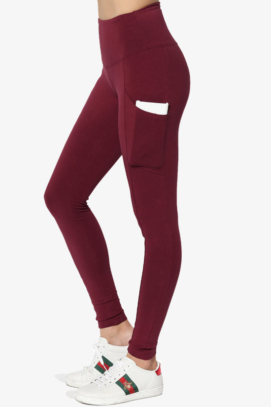 Ansley Luxe Cotton Leggings with Pockets DARK BURGUNDY_1