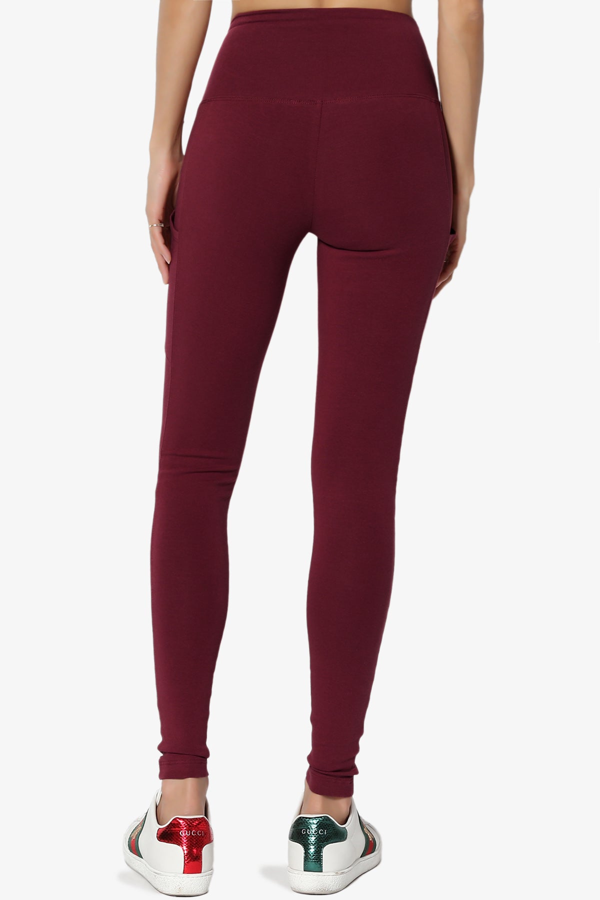 Ansley Luxe Cotton Leggings with Pockets DARK BURGUNDY_2