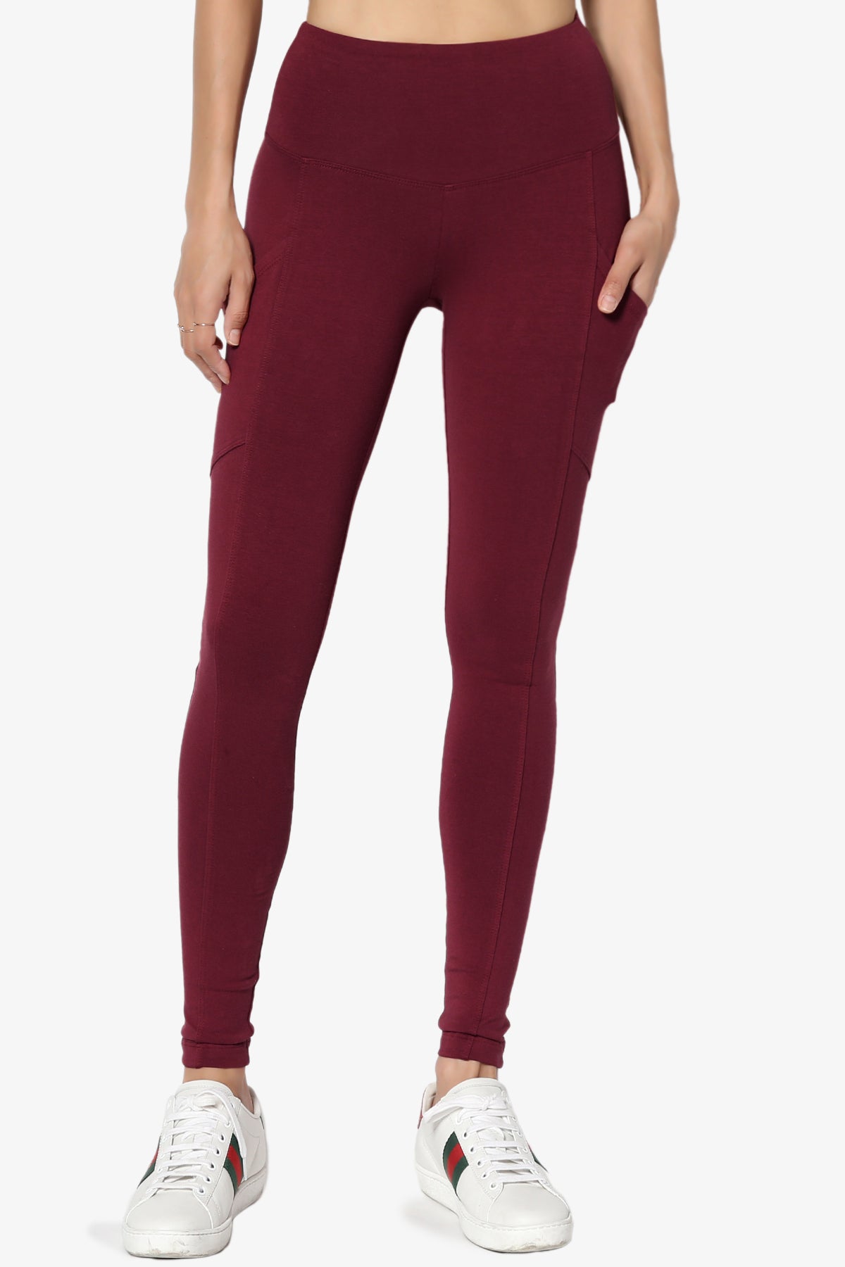 Ansley Luxe Cotton Leggings with Pockets DARK BURGUNDY_3
