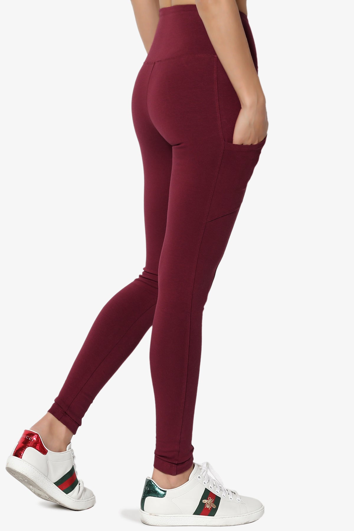 Ansley Luxe Cotton Leggings with Pockets DARK BURGUNDY_4