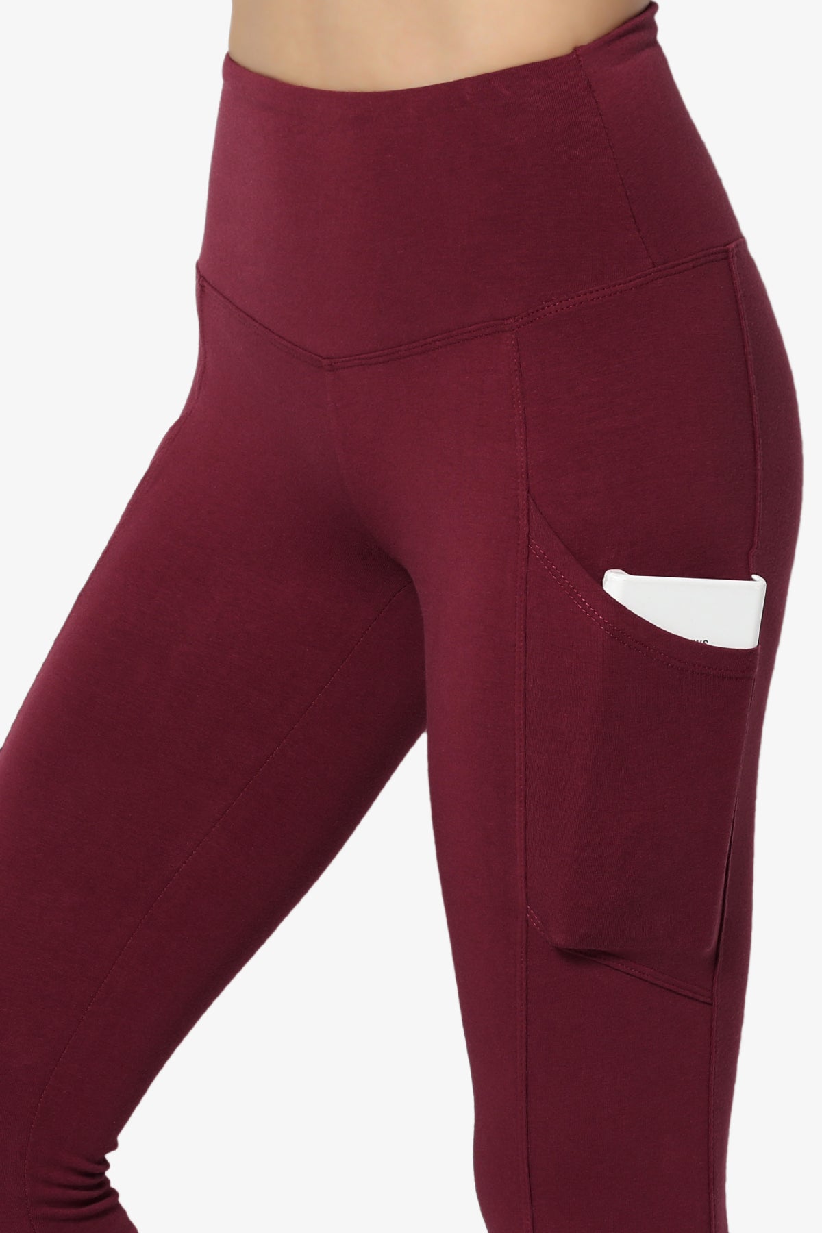 Load image into Gallery viewer, Ansley Luxe Cotton Leggings with Pockets DARK BURGUNDY_5
